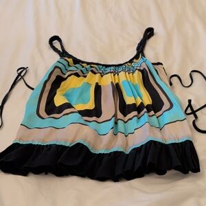 Bebe Multicolor 100% Silk Strappy Top